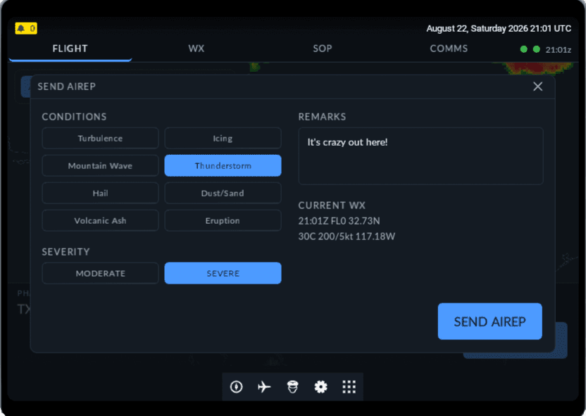 ACARS EFB AIREP form