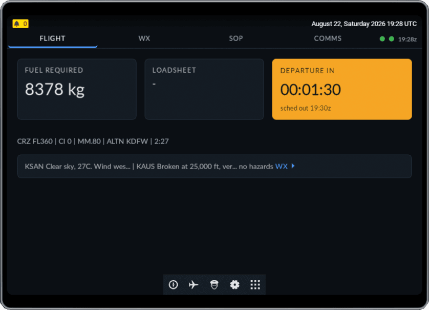 ACARS EFB flight overview